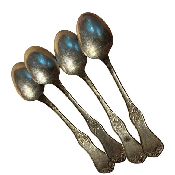 Antique silverplated teaspoons (4) Flower pattern 1906 International Silver - Picture 5 of 7